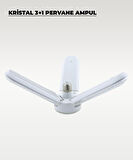40W Kristal Pervane 3+1 Kanatlı Ampul 6500K Beyaz Işık 