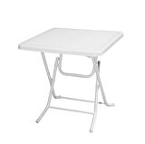 Omnipazar MT-GFM235 Prima Sorgente Plastik Kare Bahçe Balkon Masa 70x70 cm Beyaz