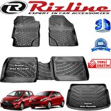 TOYOTA YARİS RİZLİNE 3D Paspas + RİZLİNE 3D Bagaj Havuzu HB 2013-2020 Arası Siyah SET