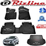 HYUNDAİ İX35 RİZLİNE 3D Paspas + RİZLİNE 3D Bagaj Havuzu 2010-2015 Arası Siyah SET