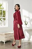 Pierre Cardin Saten Dantelli Gecelik Ve Sabahlık Takımı 4375 - Bordo