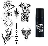 Fantastik Karizmatik Modeller Spray Tattoo Geçici Dövme Seti Dark Siyah Sprey 