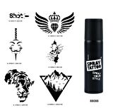 Kanat ve Vahşi Spray Tattoo Geçici Dövme Seti Dark Siyah Sprey 