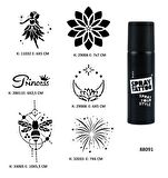 Mandala ve Peri Spray Tattoo Geçici Dövme Seti Dark Siyah Sprey 