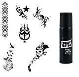 Kuş ve Kol Spray Tattoo Geçici Dövme Seti Dark Siyah Sprey 