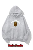 unisex Bape Baskılı oversize sweatshirt gri