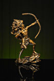 Antik Yunan Kahramanı Herkül Herakles Orta Boy Altın / Bronz Heykel Biblo