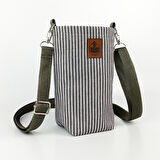 Woodycord 2 Litrelik Gri Beyaz Çizgili Kot Matara Termos Kılıfı