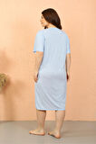 Celira Kadın Büyük Beden Kısa Kol Buz Mavisi Gecelik