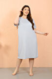 Celira Kadın Büyük Beden Penye Kısa Kol Gri Gecelik