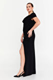 Doridorca Kadın Derin Yırtmaçlı Uzun Abiye Elbise 5927010 Siyah