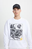Batman Lisanslı 3 İplik Loose Fit Bol Kesim Pamuklu Bisiklet Yaka Sweatshirt