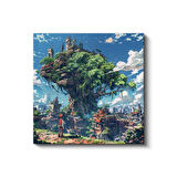 Devasa Ağaç Şehri - Mavi Gökyüzü Anime Kanvas Tablo