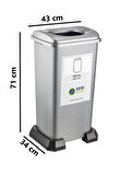 Omnipazar SY-4398 Sıfır Atık Metal Geri Dönüşüm Çöp Kutusu 70 lt Gri 5 Adet