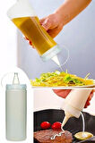 By Nevser® Şeffaf Kapaklı Sızdırmaz Yağlık Sosluk Şişesi Plastik Yağdanlık 400 ml AP-9028