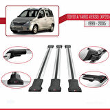Toyota Yaris Verso (XP20) 1999-2005 Arası ile Uyumlu FLY Model Ara Atkı Tavan Barı Gri 3 Adet