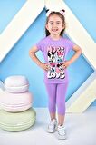 Kız Çocuk T-shirt Minie Mouse More Basklı Taytlı Takım