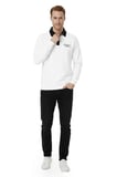 RizzUP Erkek Beyaz Relax Fit İçi Polarlı Polo Yaka Sweatshirt – Pamuklu Kalın Sweatshirt 2600762