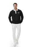 RizzUP Erkek Siyah Relax Fit İçi Polarlı Polo Yaka Sweatshirt – Pamuklu Kalın Sweatshirt 2600762