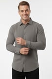 RizzUP Toprak Slim Fit Örme Kumaş Likralı Erkek Gömlek – Nefes Alan Esnek ve Modern Tasarım 2602604