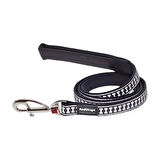 Reddingo Reflektörlü Kemik Desenli Siyah Köpek Uzatma Tasması Large 25 Mm 1,2 Mt 