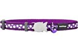 REDDİNGO MOR ÜZERİNE BEYAZ BENEKLİ KEDİ BOYUN TASMASI 12MM / 20-32 CM