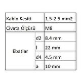 GYU802 Yuvarlak Uçlu İzoleli Kablo Ucu 100 Adet