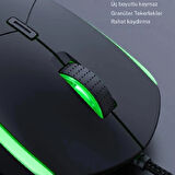 TechTic Ergonomik Çift El Kullanım Gamer Kablolu Oyuncu Mouse RGB İmice T30 Ayarlanabilir 3200DPI