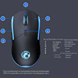 TechTic Ergonomik Çift El Kullanım Gamer Kablolu Oyuncu Mouse RGB İmice T30 Ayarlanabilir 3200DPI