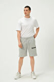 Erkek Fermuar Detaylı Şort Gri Melanj