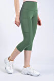 Snc Kadın Çağla Yeşili Cepli Yüksek Bel Toparlayıcı, Kapri Yoga Tayt 19"