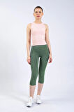 Snc Kadın Çağla Yeşili Cepli Yüksek Bel Toparlayıcı, Kapri Yoga Tayt 19"