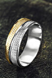Erkek Gümüş Alyans - Çift Renk Geçişli 925 Ayar Erkek Yüzük