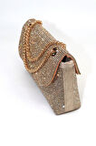 Taşlı gold abiye çanta. Kadın gold abiye taşlı çanta. Düğün mezuniyet portföy clutch davet çantası