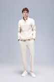DeFacto Comfort Regular Fit Rahat Kalıp Dik Yaka Fermuarlı Çizgili Kalın Sweatshirt D2401AX24AUER42