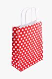 KRAFT KAĞIT ÇANTA KIRMIZI PUANLI 18CM X 24CM - 1 ADET