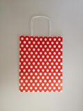 KRAFT KAĞIT ÇANTA KIRMIZI PUANLI 18CM X 24CM - 1 ADET