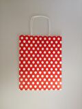 KRAFT KAĞIT ÇANTA KIRMIZI PUANLI 18CM X 24CM - 1 ADET