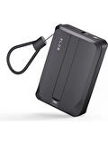 Zlos TINY10C 22.5W 10000 mAh Usb-C ve Lightning Dahili Kablolu Hızlı Şarj Destekli Taşınabilir Mini Powerbank TY10C