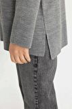 DeFacto Regular Fit Bisiklet Yaka Yırtmaçlı Basic Düz Triko Kazak Tunik C5165AX24AUGR394
