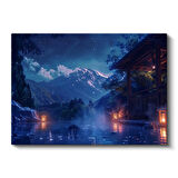 Dağ Kaplıcası - Yıldızlı Gece Anime Kanvas Tablo
