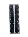 YILBAŞI TOP AĞAÇ SÜSÜ SİYAH 24'LÜ SET PLASTİK 4CM