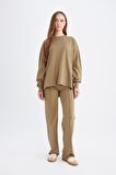 DeFacto Regular Fit Bisiklet Yaka Basic Düz Sweatshirt Tunik D4800AX24AUKH459