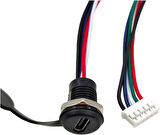 Panel Montajlı USB C Dişi Konnektör - JST-PH-2.0 Konnektör Çıkışı - Siyah
