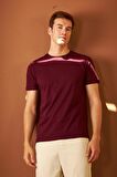 Erkek Bisiklet Yaka Slim Fit Basic Tişört Bordo