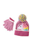 Petityu Unicorn Aplikeli Örme Bere Ve Eldiven İkili Set