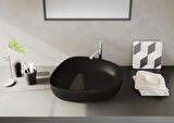 VitrA Outline 5991B483-0016 Asimetrik Lavabo, VitrA Clean, 56 cm, Mat Siyah