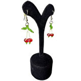 Uretti - Özlem 9422 2031 El Yapımı Kiraz Model Kolye / Bileklik / Küpe 3'lü  Set