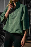 Unisex Elan Prime Haki Fermuarlı T-shirt