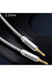 Aux To Aux 3.5mm Örgü Kablo İphone Samsung Xiaomi Huawei Uyumlu Müzik Ses Aktarıcı Aksesuar